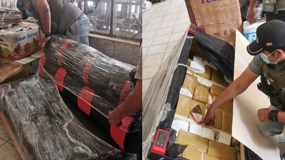 34 kilos de marihuana fueron encontrados dentro de dos sillones en el departamento de Cochabamba