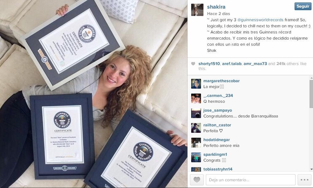 Shakira rompe 14 récords mundiales de Guinness con 